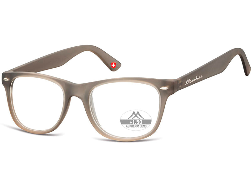 Montana HMR67B +1.50 reading glasses, Grey, 53-19-147 acetate, unisex, rectangular + case