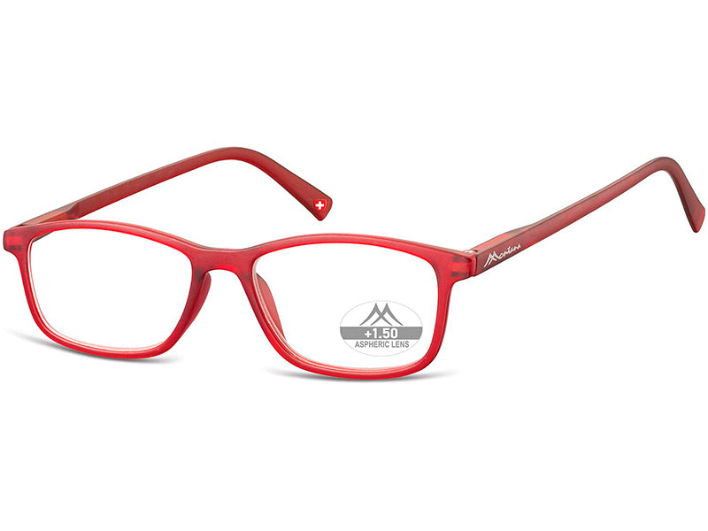 Montana MR51B +1.00 reading glasses, 2025, matt red, acetate, for women + transparent case