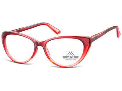 Montana HMR64B +1.00 reading glasses, Light clear gradient red, 52-16-142 acetate, women's, cat eye + case