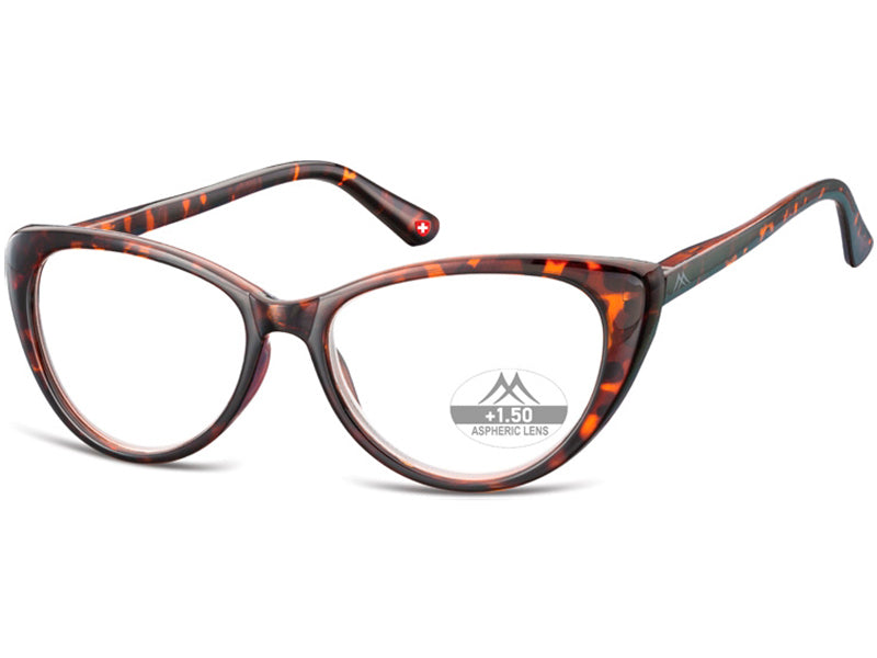 Montana HMR64A +1.00 reading glasses, Turtle, 52-16-142 acetate, women's, cat eye + case