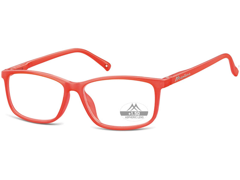 Montana HMR62G +1.00 reading glasses, Milky red, 55-15-145 acetate, women's, rectangular + case